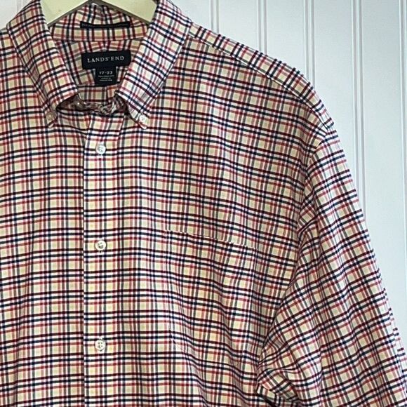 Lands End Men's Shirt Long Sleeve Button Down Multi Color Plaid SZ 17-33 Cotton - Picture 5 of 11
